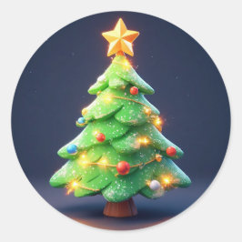 Adesivo Árvore de Natal colorida decorada com luzes