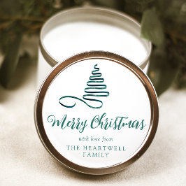 Adesivo Árvore de Natal com Fita Azul Script Feliz Natal