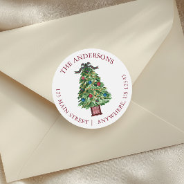 Adesivo Árvore de Natal com Laço Xadrez Préppy Aquarela En
