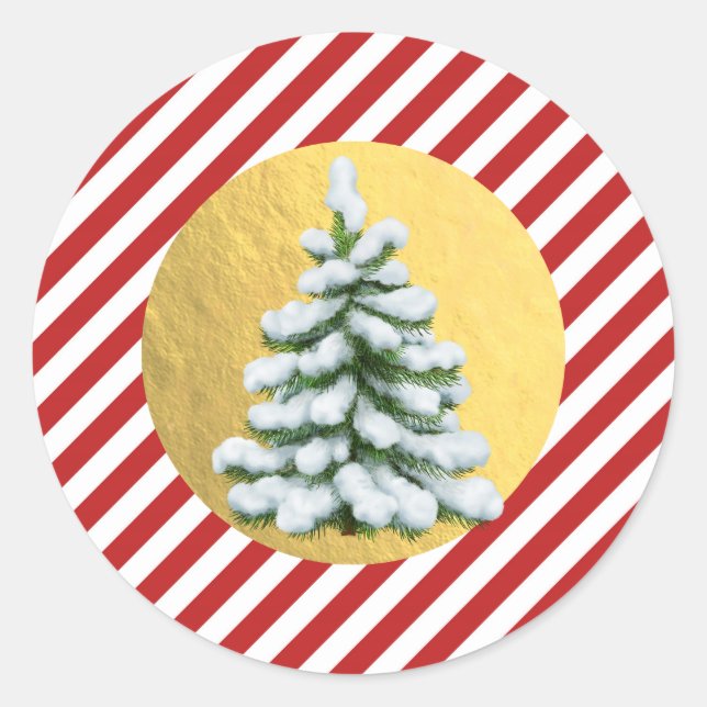 Adesivo Árvore de Natal com Listras Vermelhas e Folhas Dou (Frente)