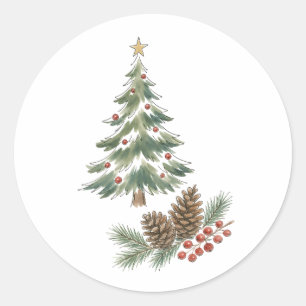 Adesivo Árvore de Natal com Pinhas e Frutas Vermelhas