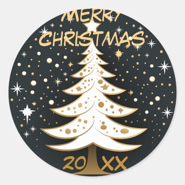 Adesivo Árvore de Natal com Vinheta de Prata (Frente)