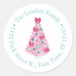 Adesivo Árvore de Natal Cor-de-Rosa Negrito com Endereço d