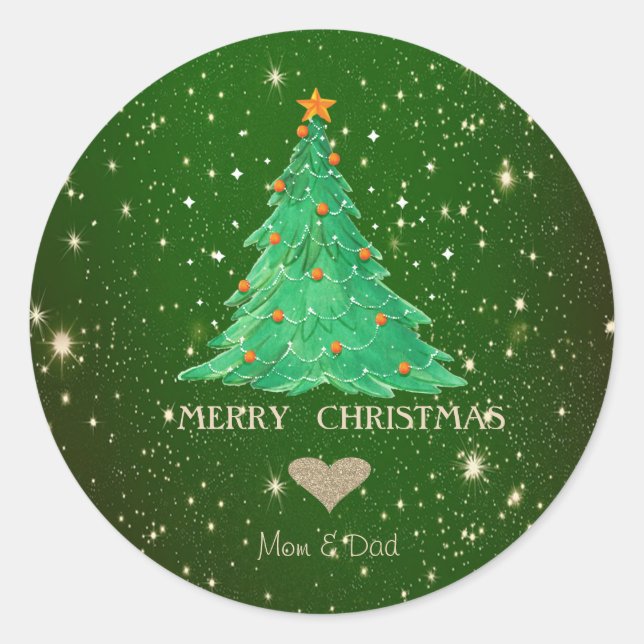 Adesivo Árvore de Natal, Coração Dourado Verde (Frente)