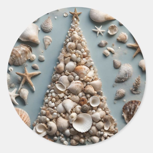 Adesivo Árvore de Natal Costeira de Seashell (Frente)