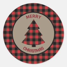 Adesivo Árvore de Natal da Xadrez de Buffalo Vermelha
