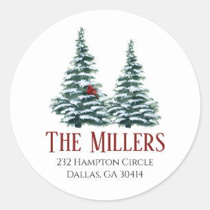 Adesivo Árvore de Natal de Aquarela com Cardinal