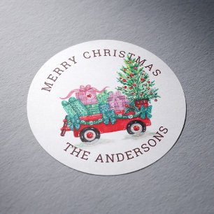 Adesivo Árvore de natal de aquarela e box Feriados de inve