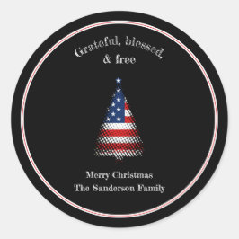 Adesivo Árvore de Natal de Bandeira Americana Abençoada