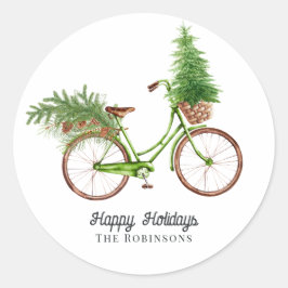 Adesivo Árvore de Natal de Bicicleta Retrô e Pinheiros de