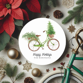 Adesivo Árvore de Natal de Bicicleta Retro e Pinheiros Fer