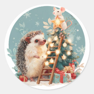 Adesivo Árvore de Natal de Decoração de Cachorro e Rato