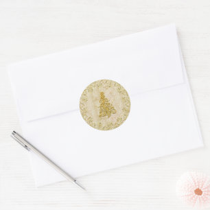 Adesivo Árvore de Natal de Ouro Elegante