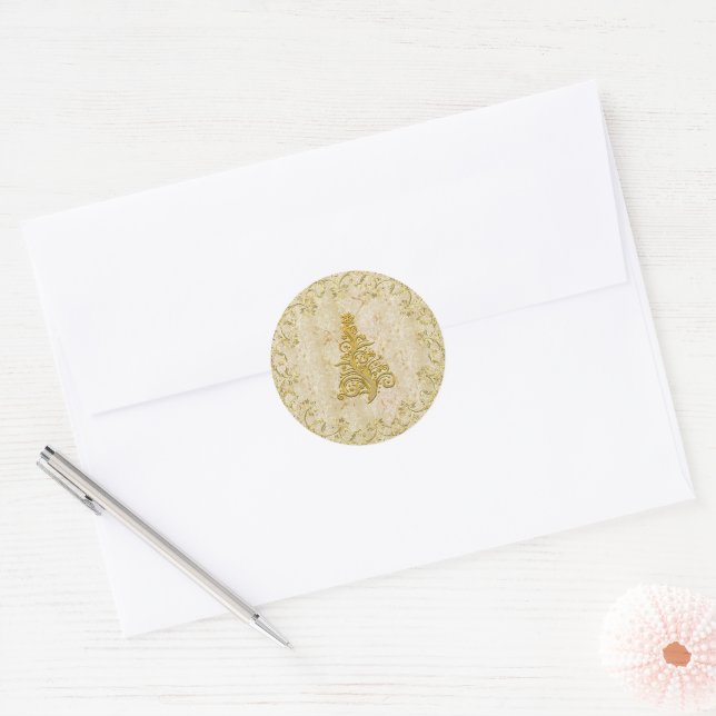 Adesivo Árvore de Natal de Ouro Elegante (Envelope)