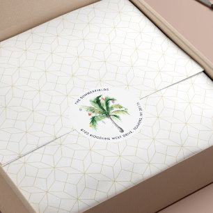 Adesivo Árvore de Natal de Palmeira em Aquarela Endereço d