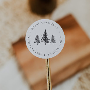 Adesivo Árvore de Natal de Pinheiro Minimalista Preto e Br