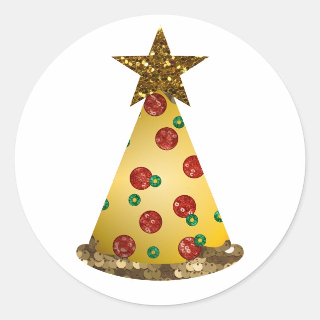 Adesivo árvore de natal de pizza reluzente (Frente)