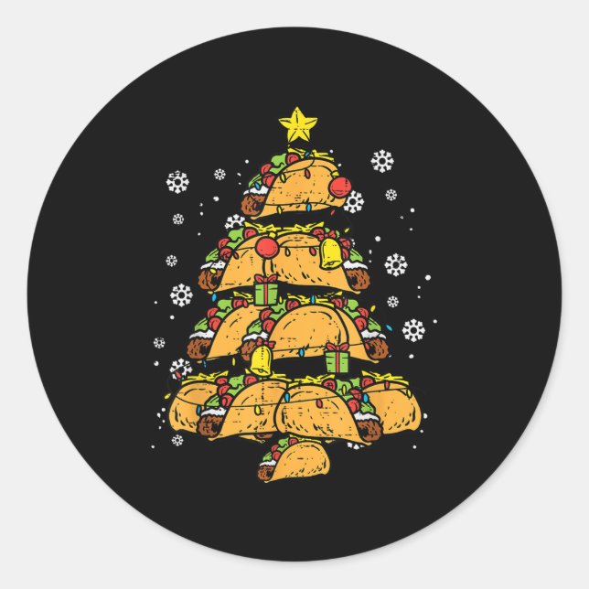 Adesivo Árvore de Natal de Taco Comida Mexicana Natal  (Frente)