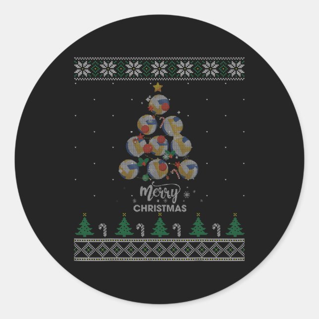 Adesivo Árvore De Natal De Voleibol Presente Para Voleibol (Frente)