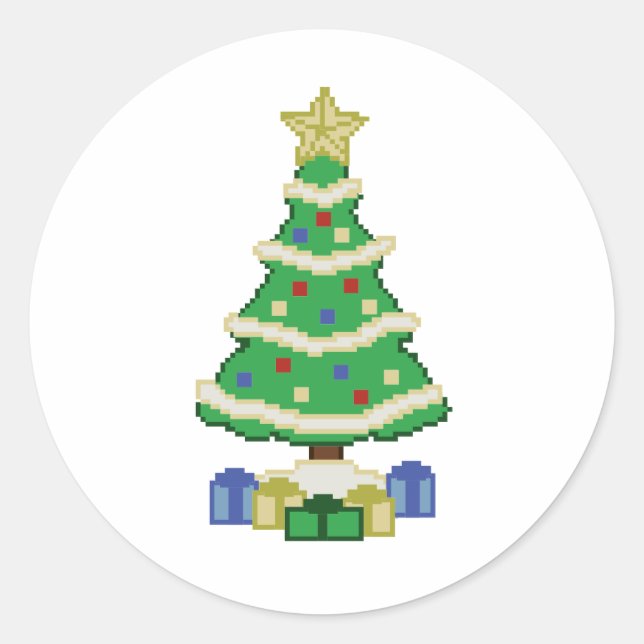 Adesivo Árvore de Natal decorada Estilo de Jogo de Vídeo d (Frente)