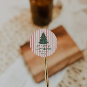 Adesivo Árvore de Natal Desenhada com Mão Verde Rosa Vinta