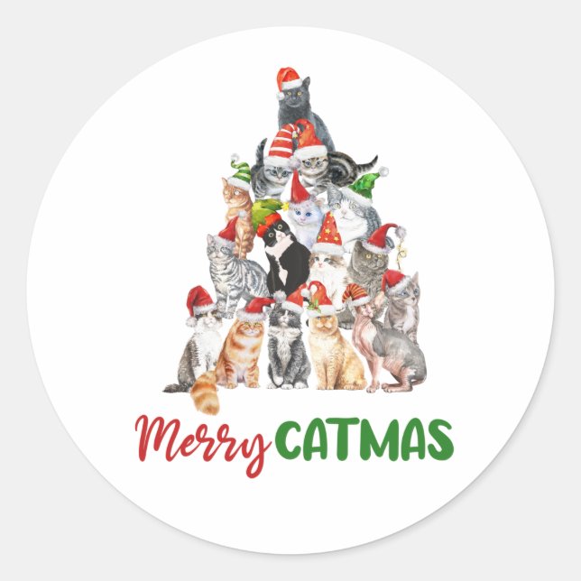 Adesivo Árvore de Natal do Gato Amante de Gatos Dono de Ga (Frente)