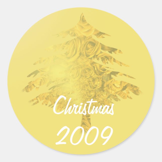Adesivo Árvore de Natal Dourada cheia de Rosas (Frente)