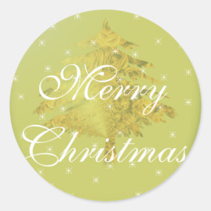 Adesivo Árvore de Natal Dourada com Vinheta Verde com Estr