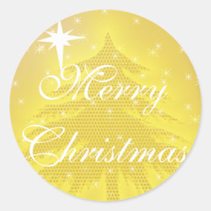 Adesivo Árvore de Natal Dourada do Sticker com Estrelas