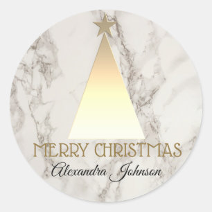 Adesivo Árvore de Natal Dourada e Mármore Elegante