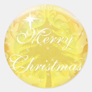 Adesivo Árvore de Natal Dourada Floral com Vinheta Dourada