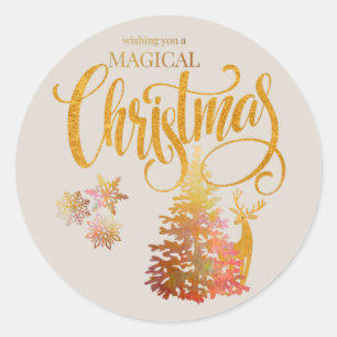 Adesivo Árvore de Natal Dourada Mágica de Natal & Champanh