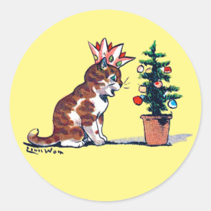 Adesivo Árvore de Natal e Kitten, Louis Wain