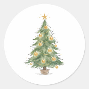 Adesivo Árvore de Natal Elegante com Enfeites Dourados Agu