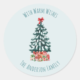 Adesivo Árvore de Natal Elegante com Neve Personalizada