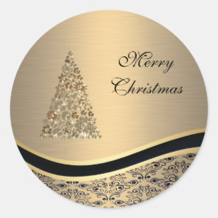 Adesivo Árvore de Natal Elegante ouro damask inverno