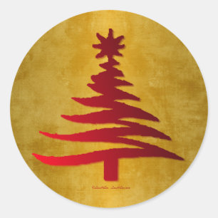 Adesivo Árvore de Natal Estêncil Vermelho no Dourado