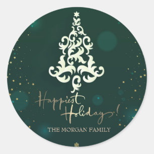Adesivo Árvore de Natal,Estrelas,Felizes Festas Verde