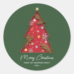 Adesivo Árvore de Natal Festiva e Elegante em Papel Recort