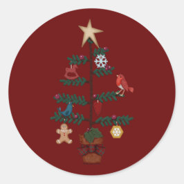 Adesivo Árvore de Natal Folk Art | Ornamentos Feltros