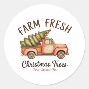 Adesivo Árvore de Natal Fresca da Fazenda Caminhão Rosa Na