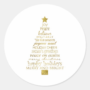 Adesivo Árvore de Natal Inspiradora Dourada Paz Alegria