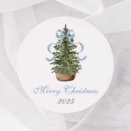 Adesivo Árvore de Natal Laço Azul Natalino Préppy