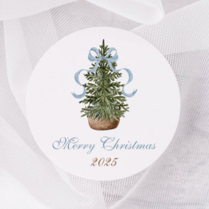 Adesivo Árvore de Natal Laço Azul Natalino Préppy