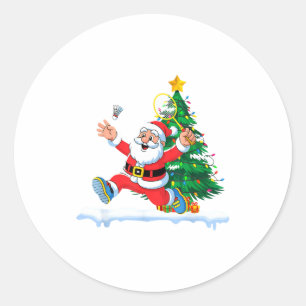 Adesivo Árvore de Natal Luzes de Santa Badminton Homens Mu