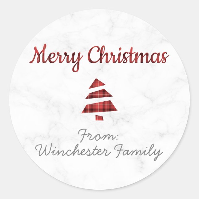 Adesivo Árvore de Natal Marble (Tartan: Vermelho e Preto) (Frente)