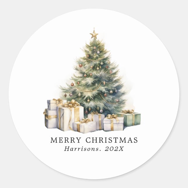 Adesivo Árvore de Natal Merry Watercolor (Frente)