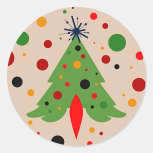Adesivo Árvore de Natal Mid Century Modern Retro Foguete