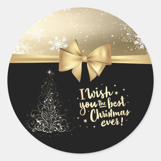 Adesivo Árvore de Natal Moderna ,Arco Falso Dourado,Flocos (Frente)
