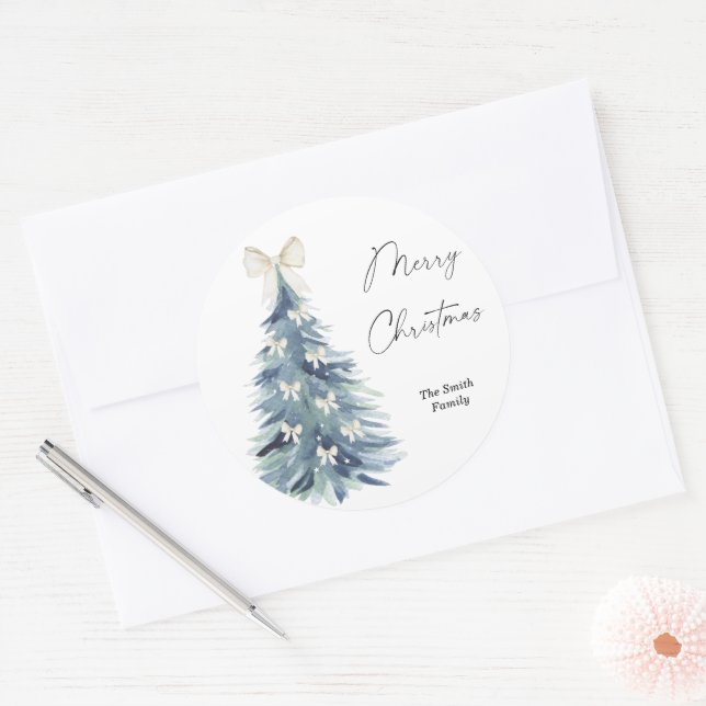 Adesivo Árvore de Natal Moderna de Aquarela (Envelope)
